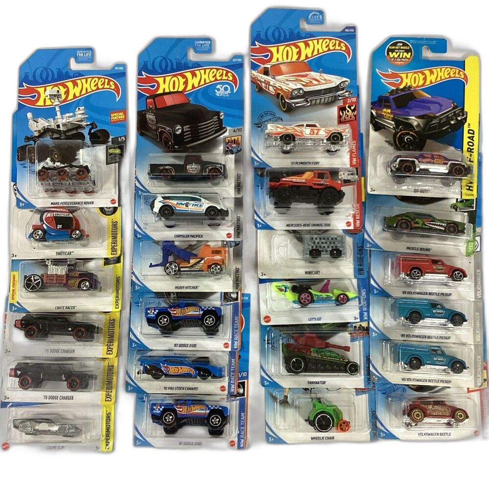 Hot Wheels Lot of 21 Diecast Cars VW Race Team Experimotors Metro Ride-Ons